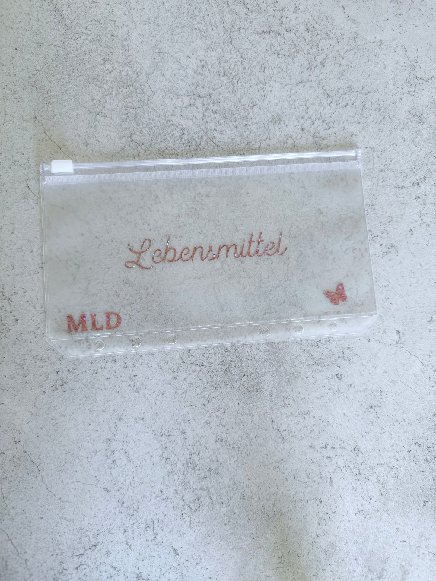Personalisierter Zipper-Umschlag Rose Glitter A6