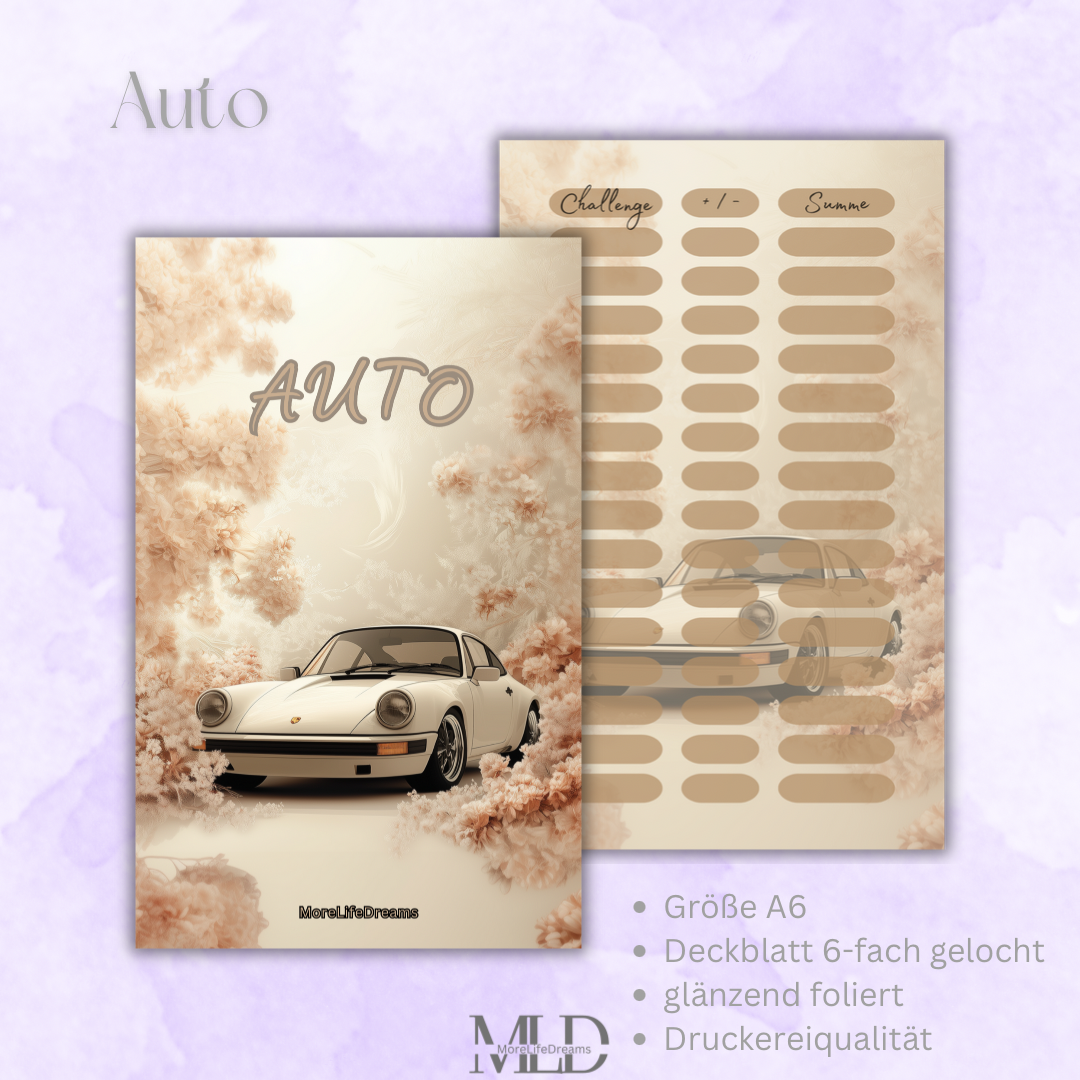 A6 Dashboard Deckblatt Auto – Zubehör für Budget Binder, Cash Stuffing & Umschlagmethode