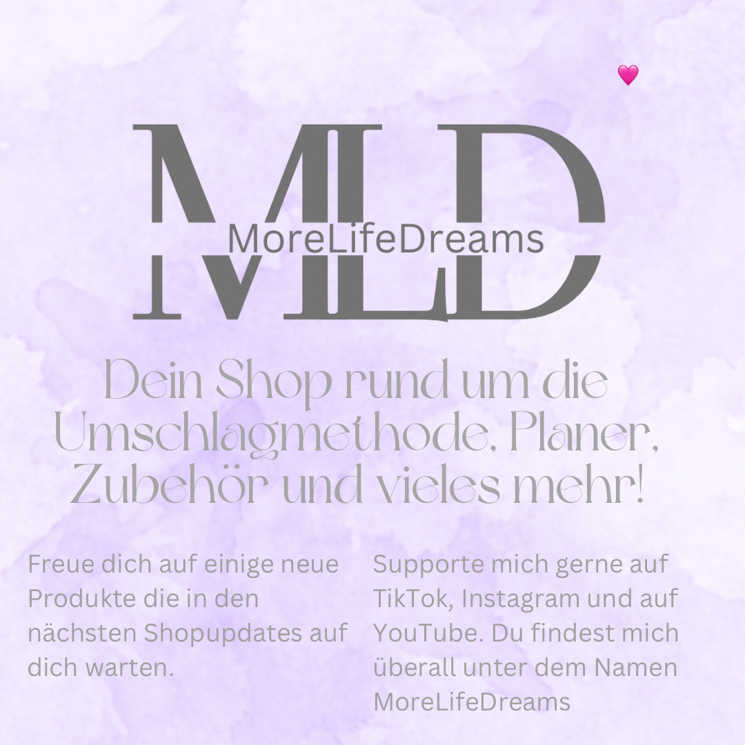 MoreLifeDreams Logo – Shop für Budget Binder, Umschlagmethode, Planer & Zubehör