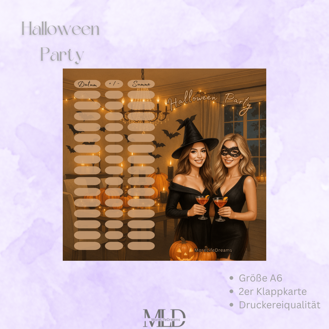 A6 Klappkarte „Halloween Party“ – Challenge für Budget Binder + Umschlagmethode