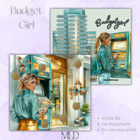 A6 Klappkarte „Budgetgirl“