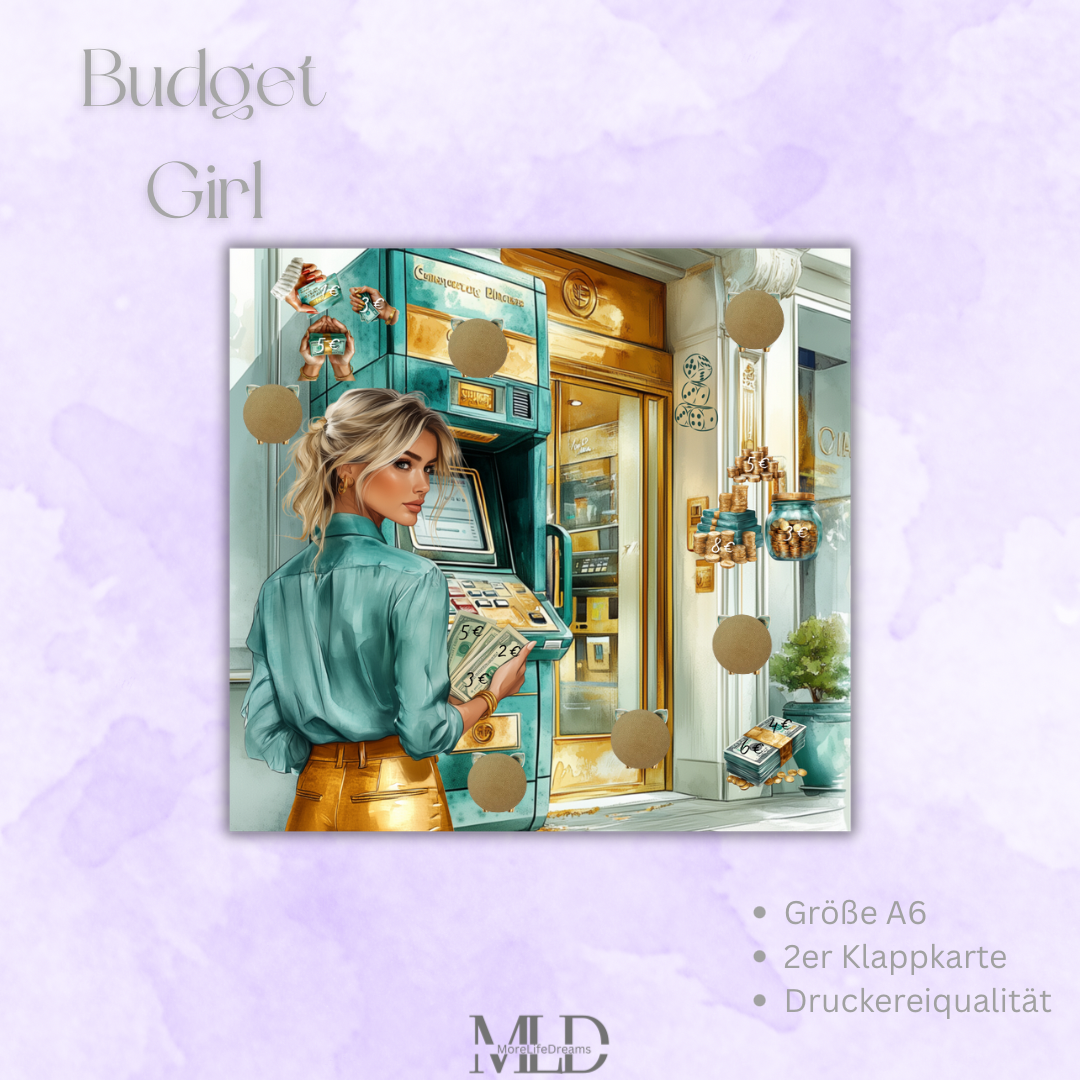 A6 Klappkarte „Budgetgirl“