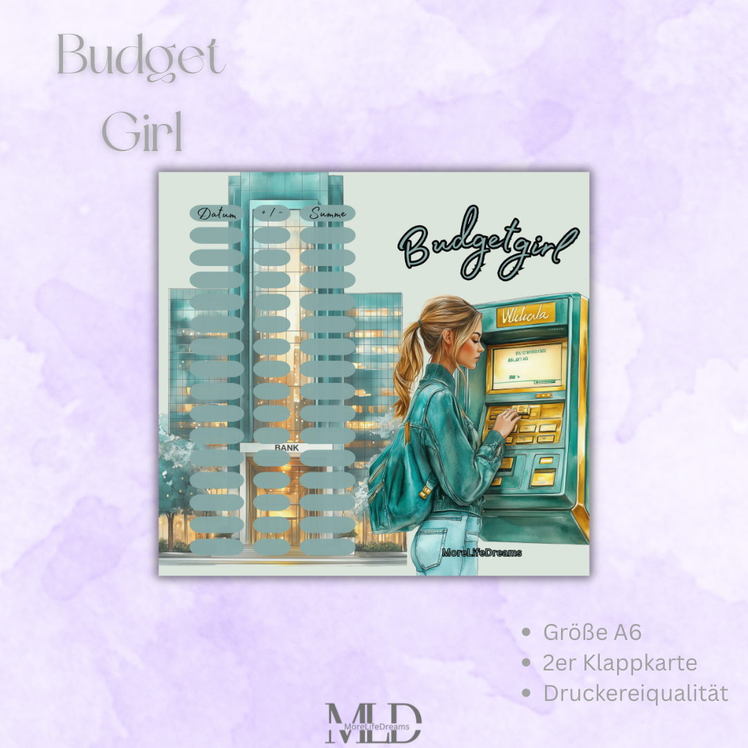 A6 Klappkarte „Budgetgirl“
