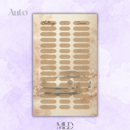 A6 Dashboard Deckblatt Auto – Zubehör für Budget Binder, Cash Stuffing & Umschlagmethode