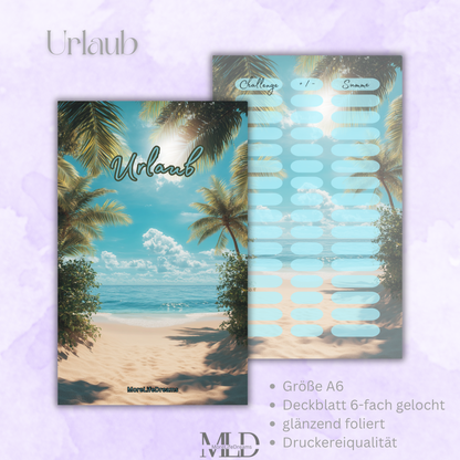 A6 Dashboard Deckblatt Urlaub – Zubehör für Budget Binder, Cash Stuffing & Umschlagmethode