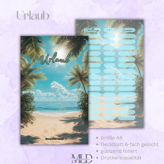 A6 Dashboard Deckblatt Urlaub – Zubehör für Budget Binder, Cash Stuffing & Umschlagmethode