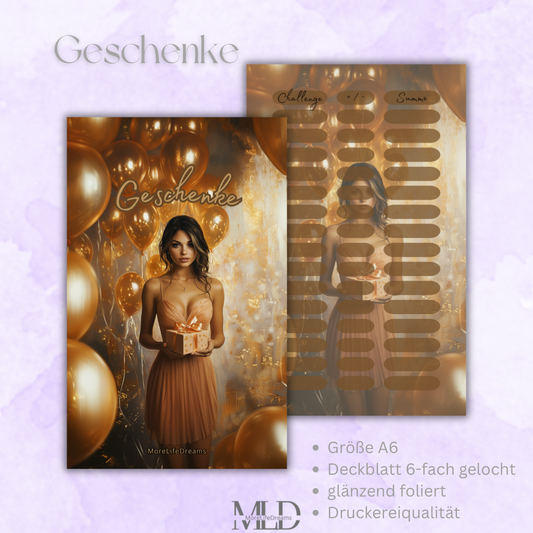 A6 Dashboard Deckblatt Geschenke – Zubehör für Budget Binder, Cash Stuffing & Umschlagmethode