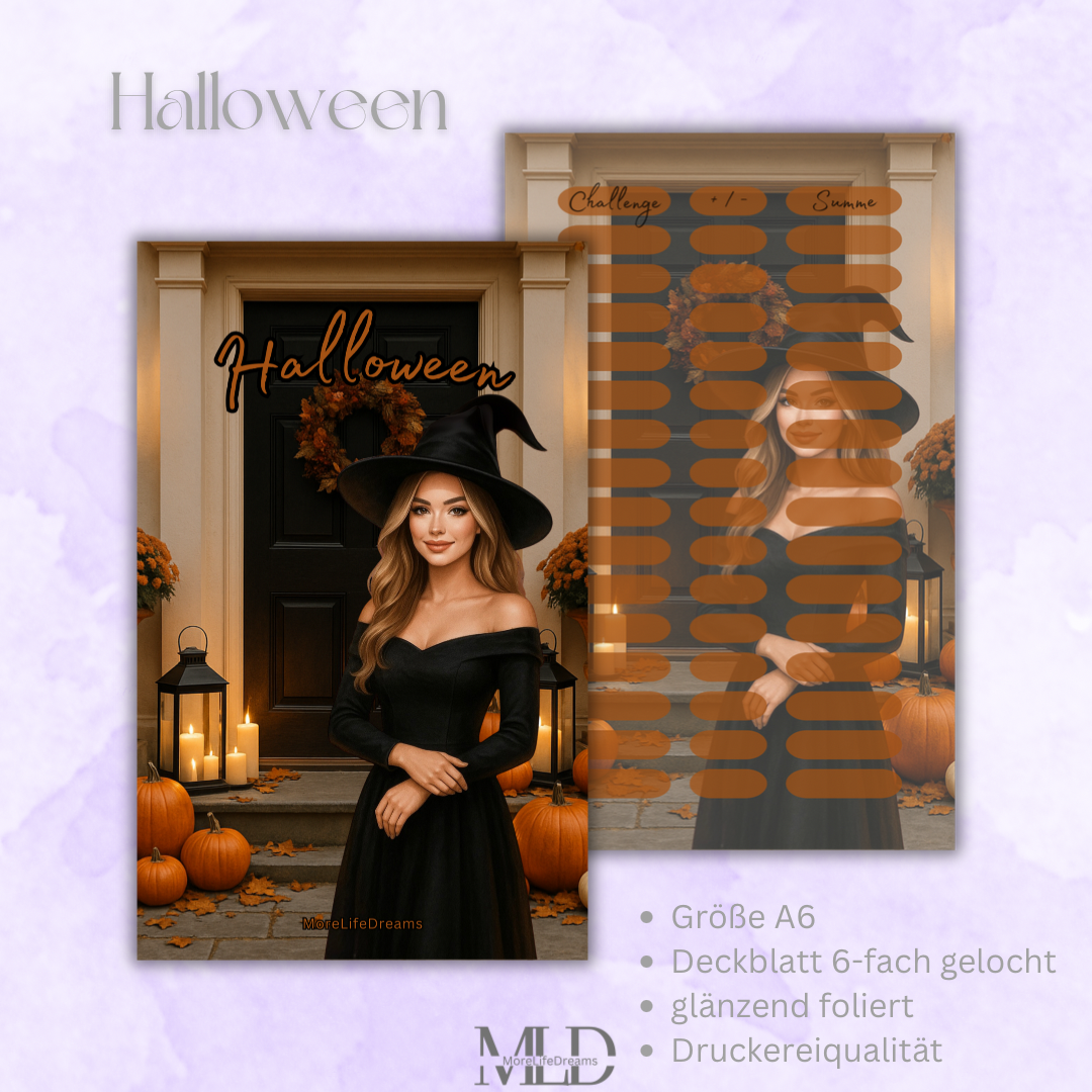 A6 Deckblatt Halloween glänzend foliert – Zubehör für Budget Binder, Cash Stuffing & Umschlagmethode
