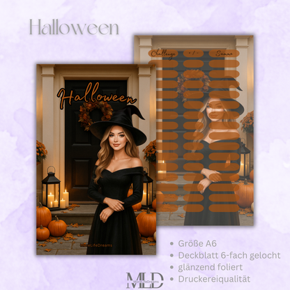 A6 Deckblatt Halloween glänzend foliert – Zubehör für Budget Binder, Cash Stuffing & Umschlagmethode