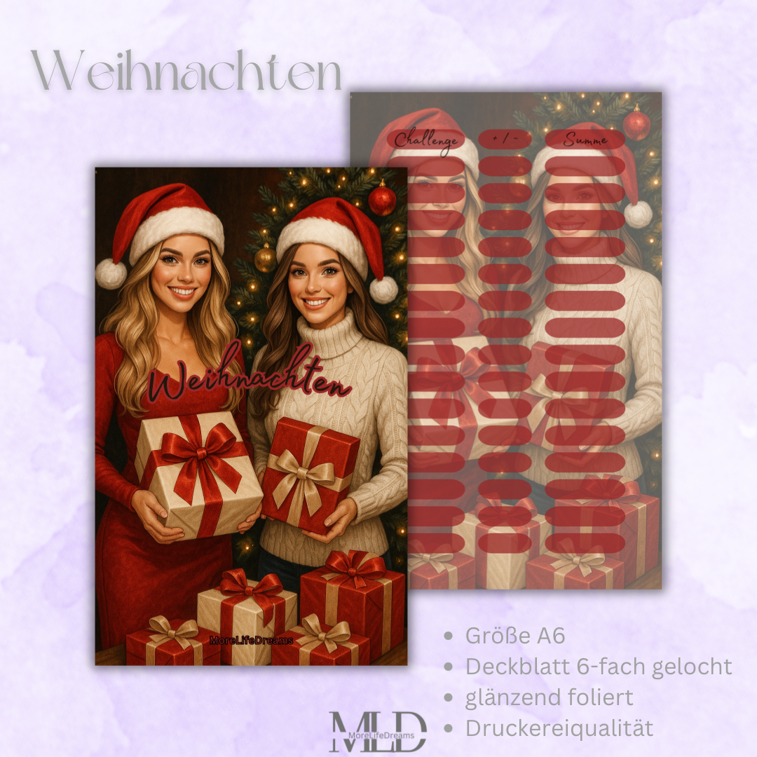 A6 Deckblatt Weihnachten glänzend foliert – Zubehör für Budget Binder, Cash Stuffing & Umschlagmethode