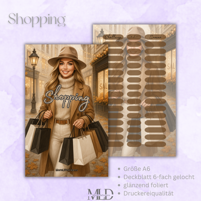 A6 Deckblatt Shopping glänzend foliert – Zubehör für Budget Binder, Cash Stuffing & Umschlagmethode