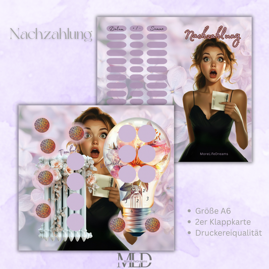 A6 Klappkarte „Nachzahlung“ – Challenge für Budget Binder + Umschlagmethode