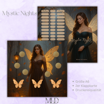 A6 Klappkarte „Mystic Nights“ – Challenge für Budget Binder + Umschlagmethode