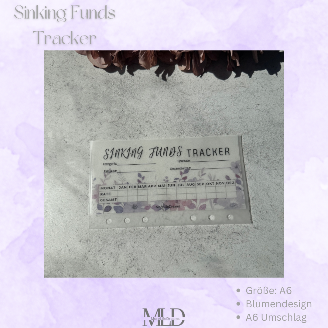 Sinking Funds Tracker Umschlag Blumen Design 3 A6 - Frosty / Matt