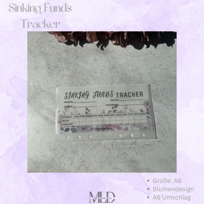 Sinking Funds Tracker Umschlag Blumen Design 3 A6 - Frosty / Matt