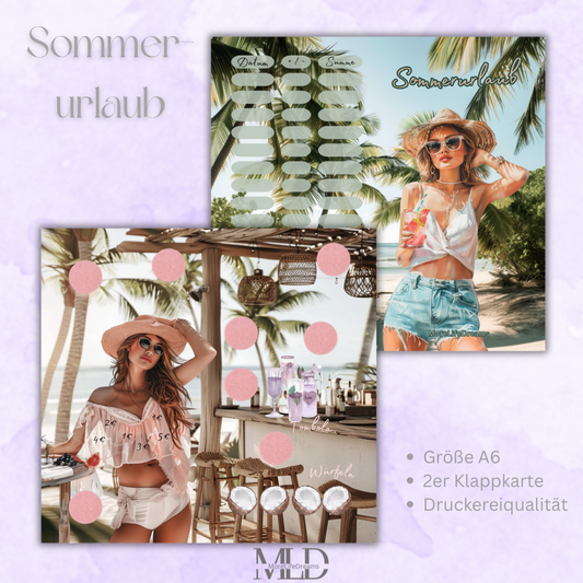 A6 Klappkarte „Sommerurlaub“ – Challenge für Budget Binder + Umschlagmethode