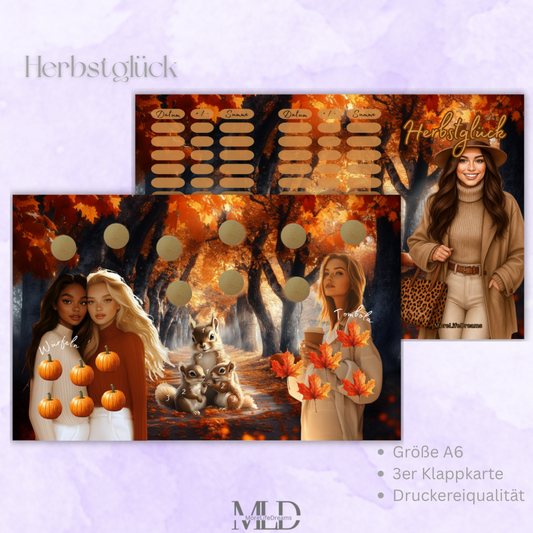 A6 Klappkarte „Herbstglück“ – Challenge für Budget Binder + Umschlagmethode